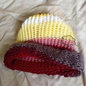 Knit Beanie hat yarn Cloud Statement hair clip Charm Accessory Yellow White